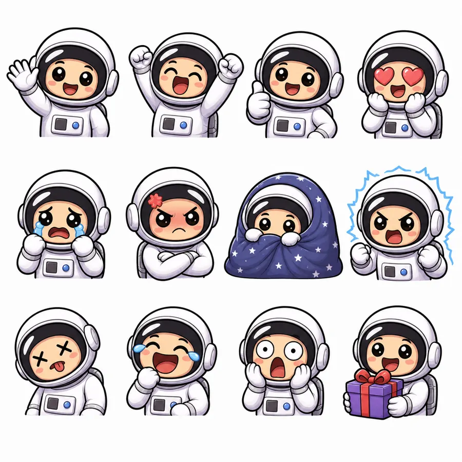 Astronaut 12-expression emote sheet