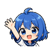 Blue-Hair-Chibi waving emote