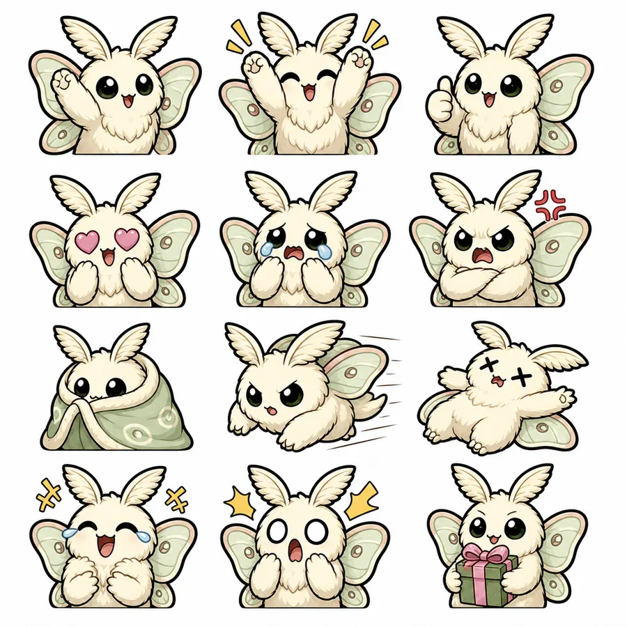 Moth 12-expression emote sheet