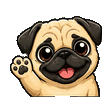 Pug waving emote