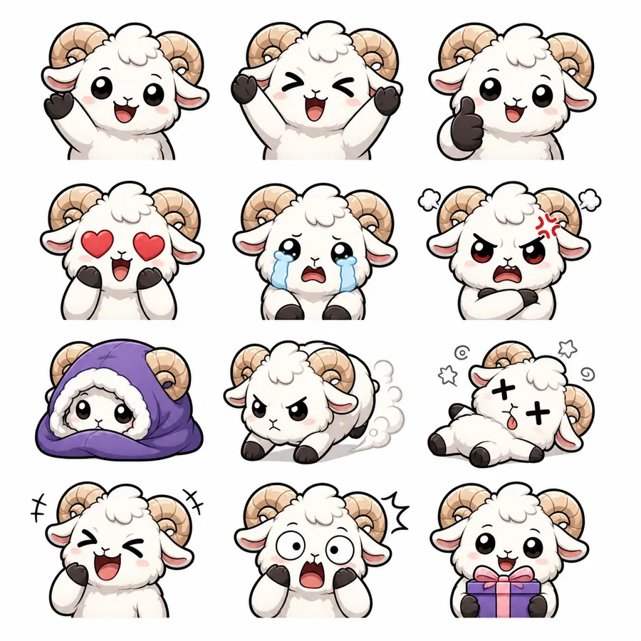 Ram 12-expression emote sheet
