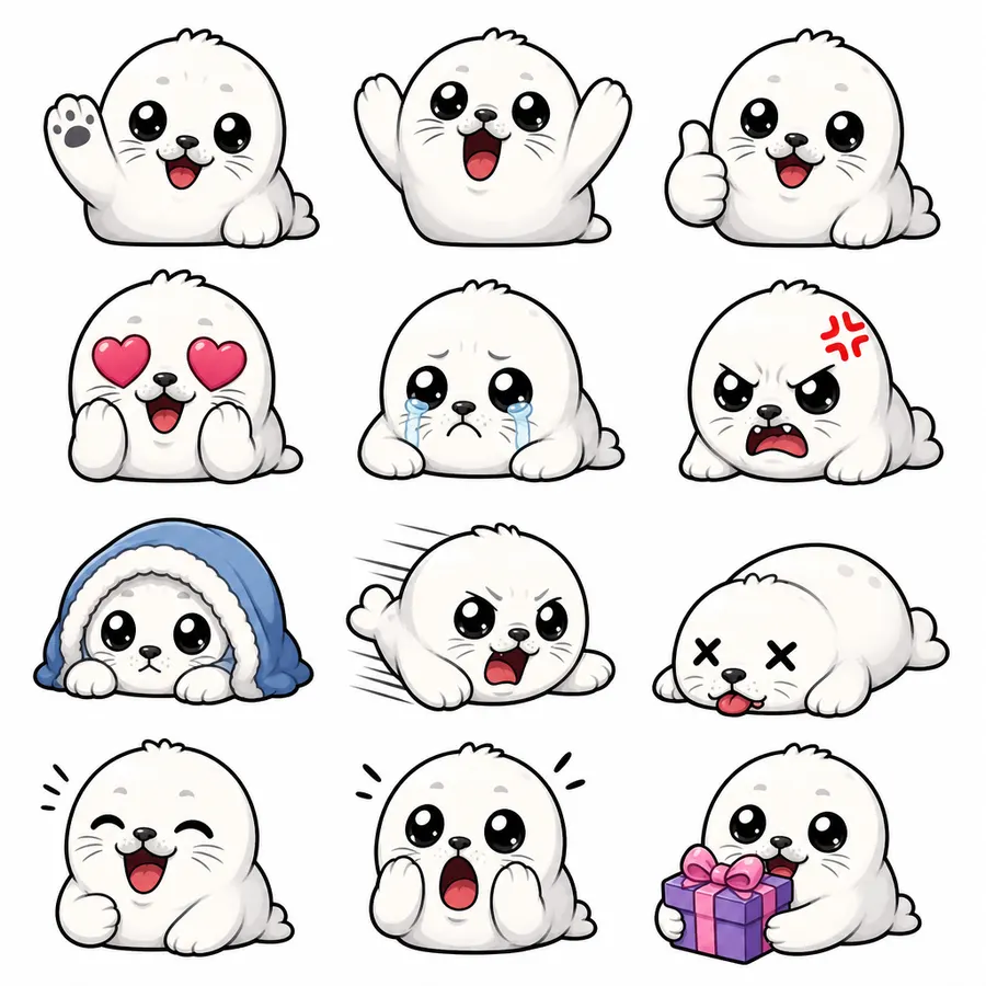 Seal-Pup 12-expression emote sheet